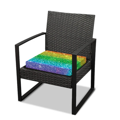 Rainbow (NOT Real) Glitter Print Outdoor Seat Cushion Cover