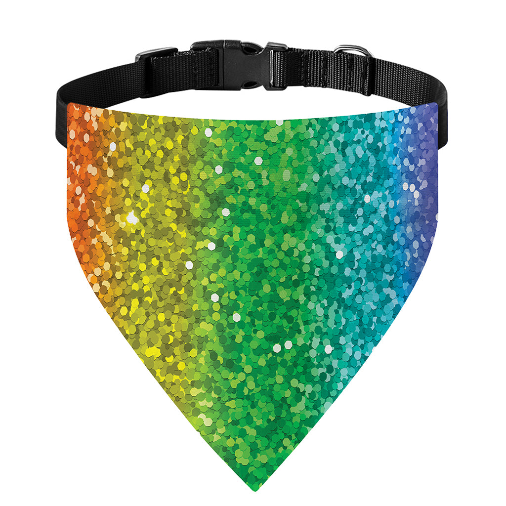 Rainbow (NOT Real) Glitter Print Over The Collar Dog Bandana