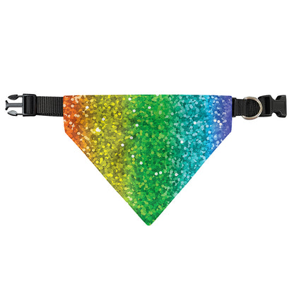 Rainbow (NOT Real) Glitter Print Over The Collar Dog Bandana