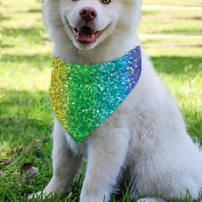 Rainbow (NOT Real) Glitter Print Over The Collar Dog Bandana