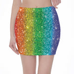 Rainbow (NOT Real) Glitter Print Pencil Mini Skirt