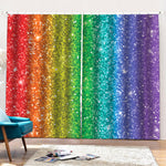 Rainbow (NOT Real) Glitter Print Pencil Pleat Curtains