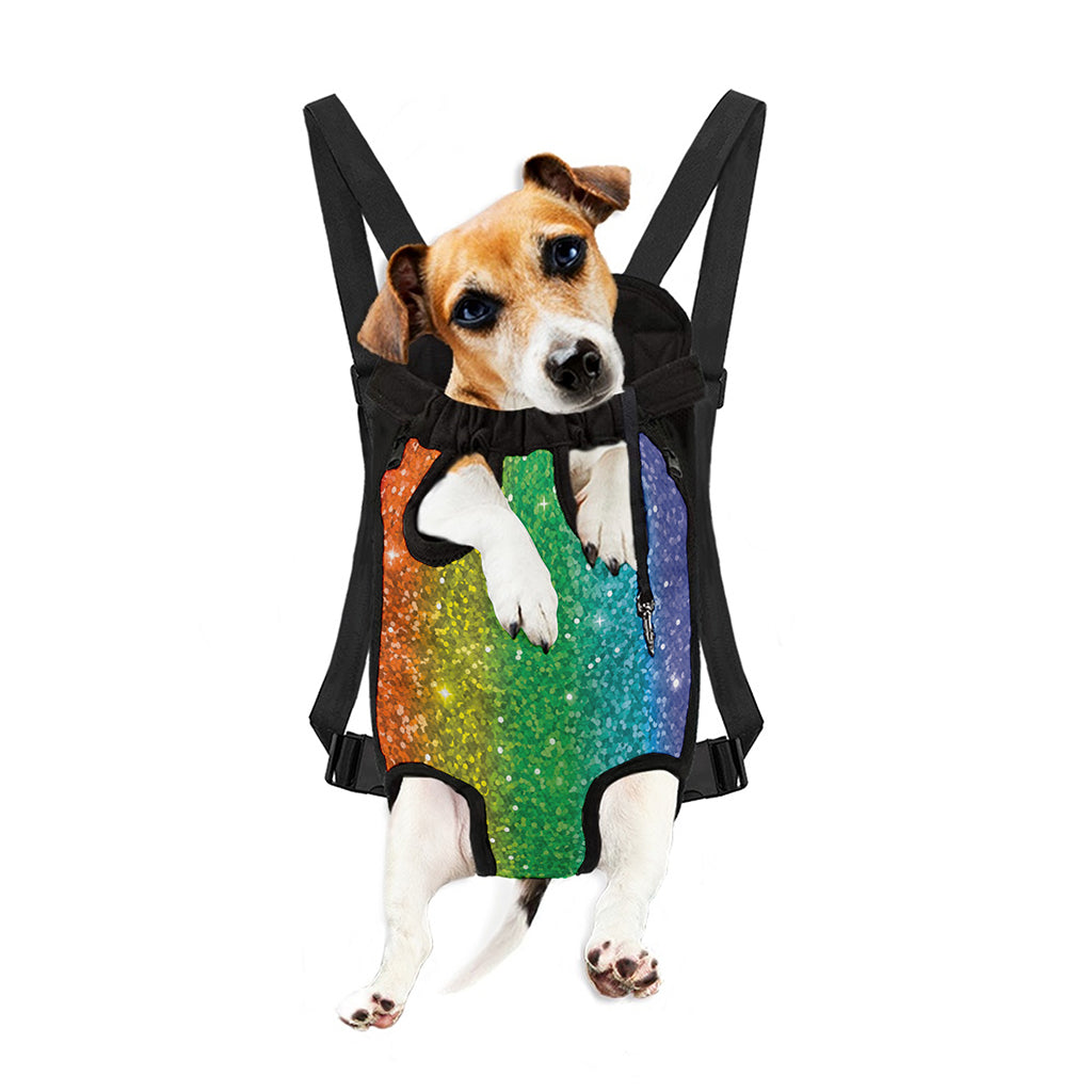 Rainbow (NOT Real) Glitter Print Pet Carrier Backpack
