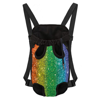 Rainbow (NOT Real) Glitter Print Pet Carrier Backpack