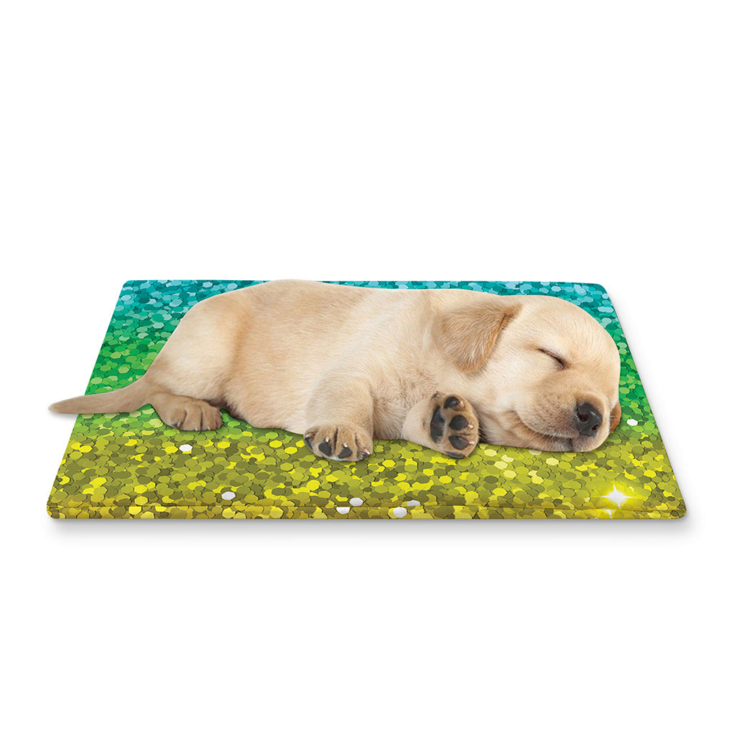 Rainbow (NOT Real) Glitter Print Pet Cooling Mat Cover