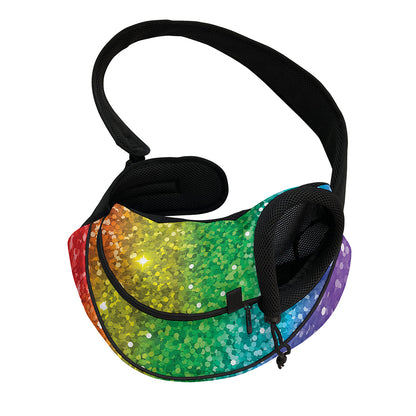 Rainbow (NOT Real) Glitter Print Pet Sling Carrier