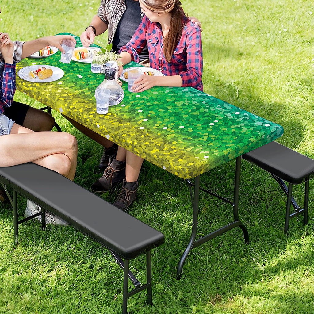 Rainbow (NOT Real) Glitter Print Picnic Table Cover