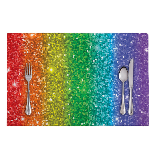 Rainbow (NOT Real) Glitter Print Placemat