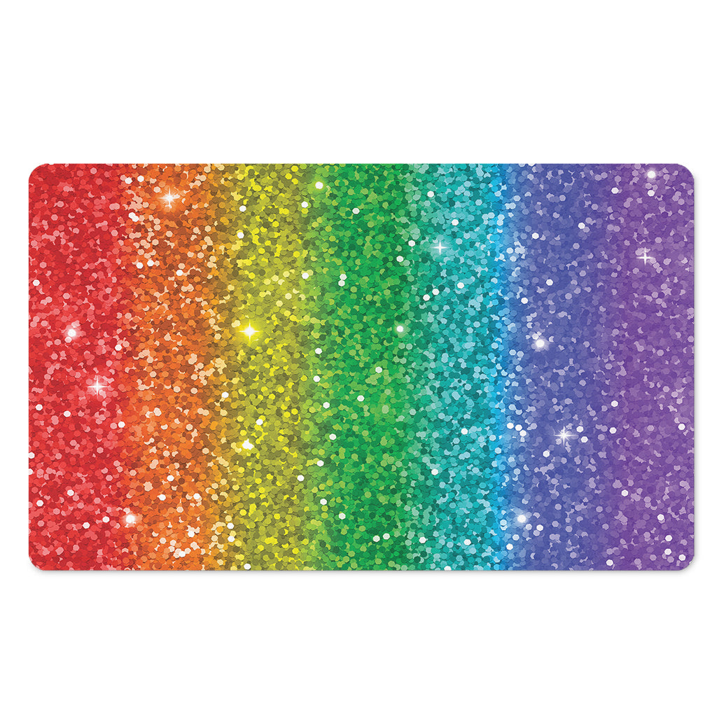 Rainbow (NOT Real) Glitter Print Polyester Doormat