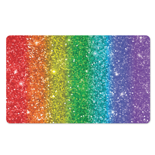 Rainbow (NOT Real) Glitter Print Polyester Doormat