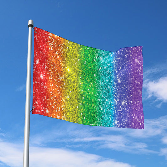 Rainbow (NOT Real) Glitter Print Polyester Flag