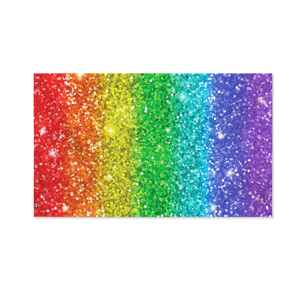 Rainbow (NOT Real) Glitter Print Polyester Flag
