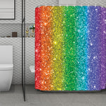 Rainbow (NOT Real) Glitter Print Polyester Shower Curtain
