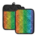 Rainbow (NOT Real) Glitter Print Pot Holders With Pocket