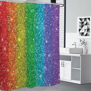 Rainbow (NOT Real) Glitter Print Premium Shower Curtain