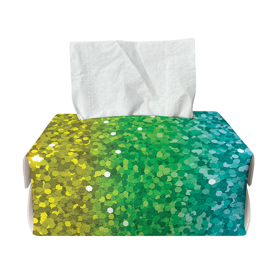 Rainbow (NOT Real) Glitter Print Rectangle Tissue Box Cover