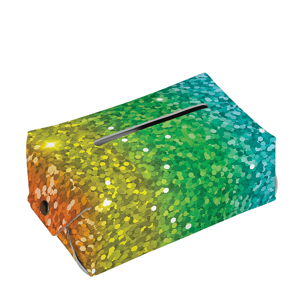 Rainbow (NOT Real) Glitter Print Rectangle Tissue Box Cover