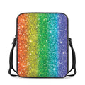 Rainbow (NOT Real) Glitter Print Rectangular Crossbody Bag
