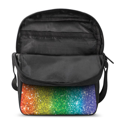 Rainbow (NOT Real) Glitter Print Rectangular Crossbody Bag
