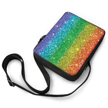 Rainbow (NOT Real) Glitter Print Rectangular Crossbody Bag