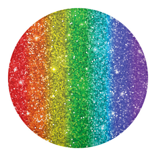 Rainbow (NOT Real) Glitter Print Round Blanket