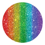 Rainbow (NOT Real) Glitter Print Round Blanket