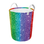 Rainbow (NOT Real) Glitter Print Round Laundry Basket