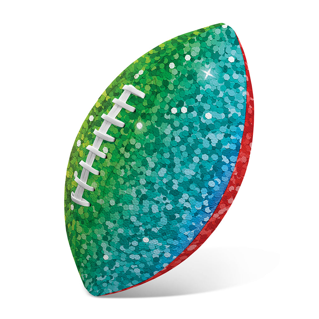 Rainbow (NOT Real) Glitter Print Rugby Ball