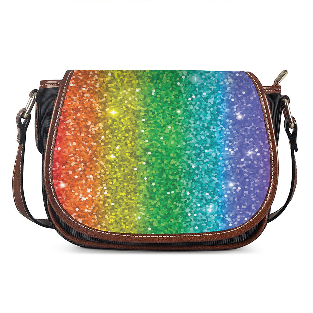 Rainbow (NOT Real) Glitter Print Saddle Bag