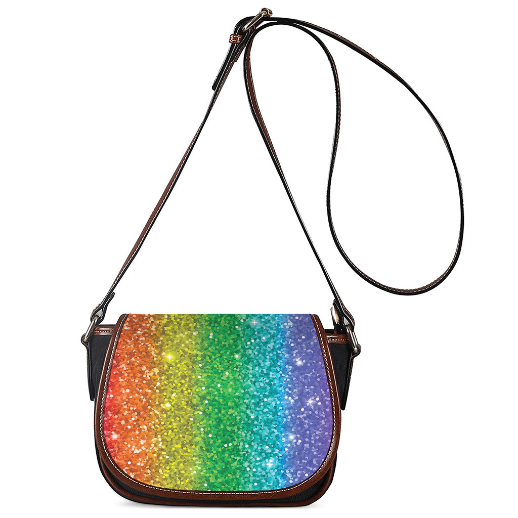 Rainbow (NOT Real) Glitter Print Saddle Bag