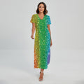 Rainbow (NOT Real) Glitter Print Short Sleeve Maxi Dress