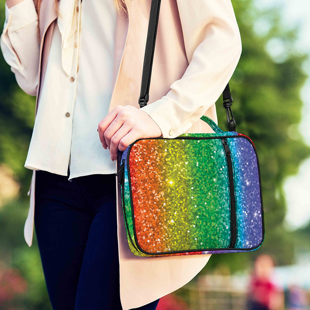 Rainbow (NOT Real) Glitter Print Shoulder Strap Bible Bag
