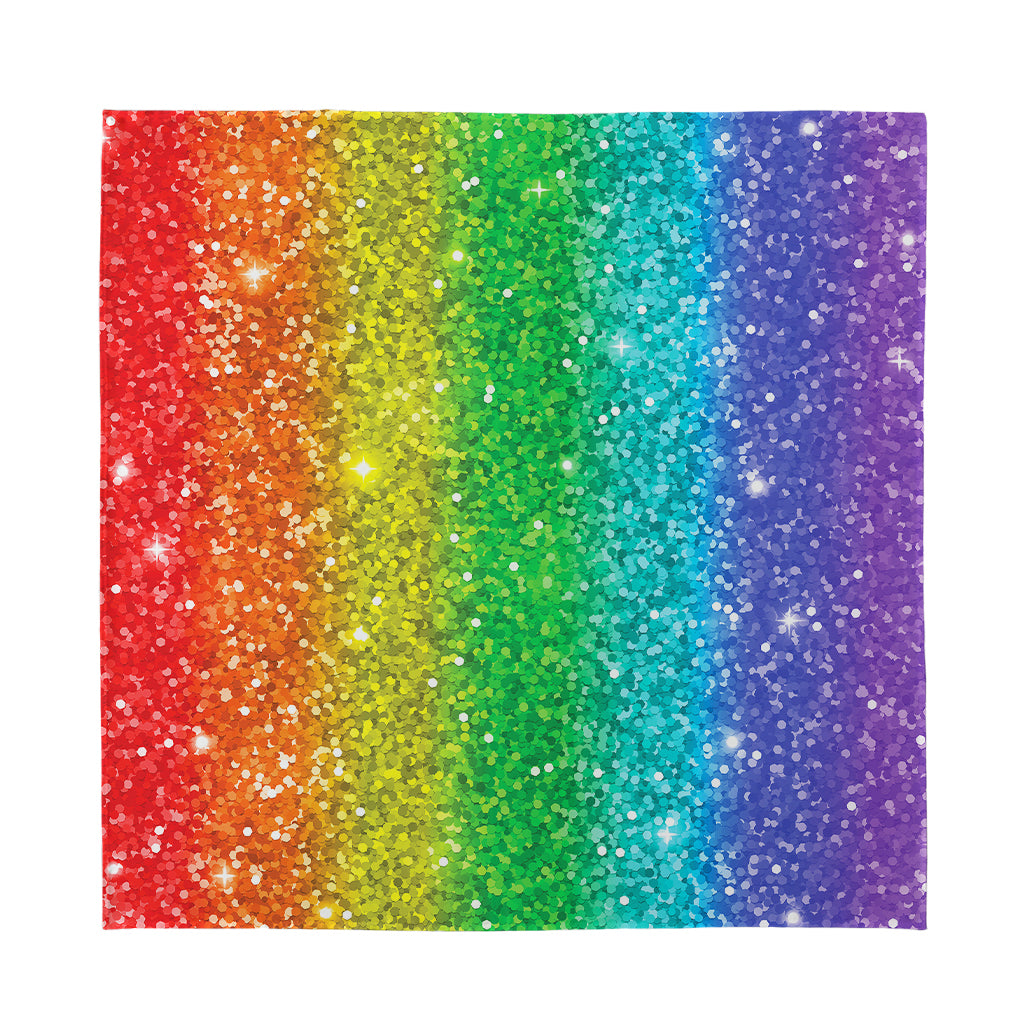 Rainbow (NOT Real) Glitter Print Silk Bandana