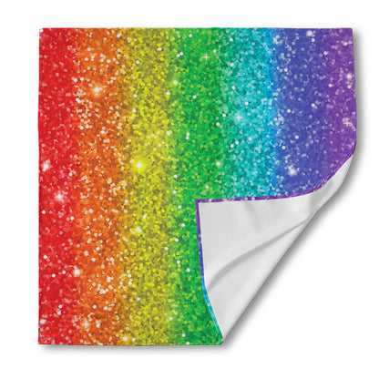 Rainbow (NOT Real) Glitter Print Silk Bandana