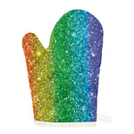 Rainbow (NOT Real) Glitter Print Single Oven Mitt