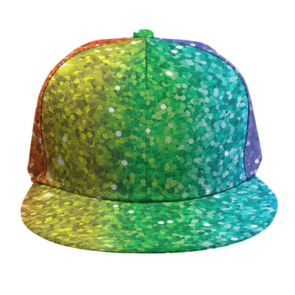 Rainbow (NOT Real) Glitter Print Snapback Cap