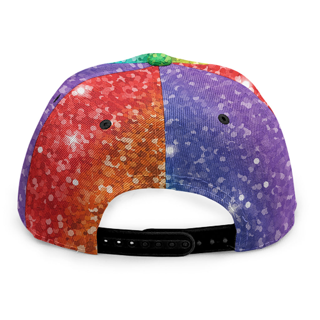 Rainbow (NOT Real) Glitter Print Snapback Cap