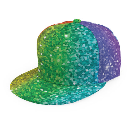 Rainbow (NOT Real) Glitter Print Snapback Cap