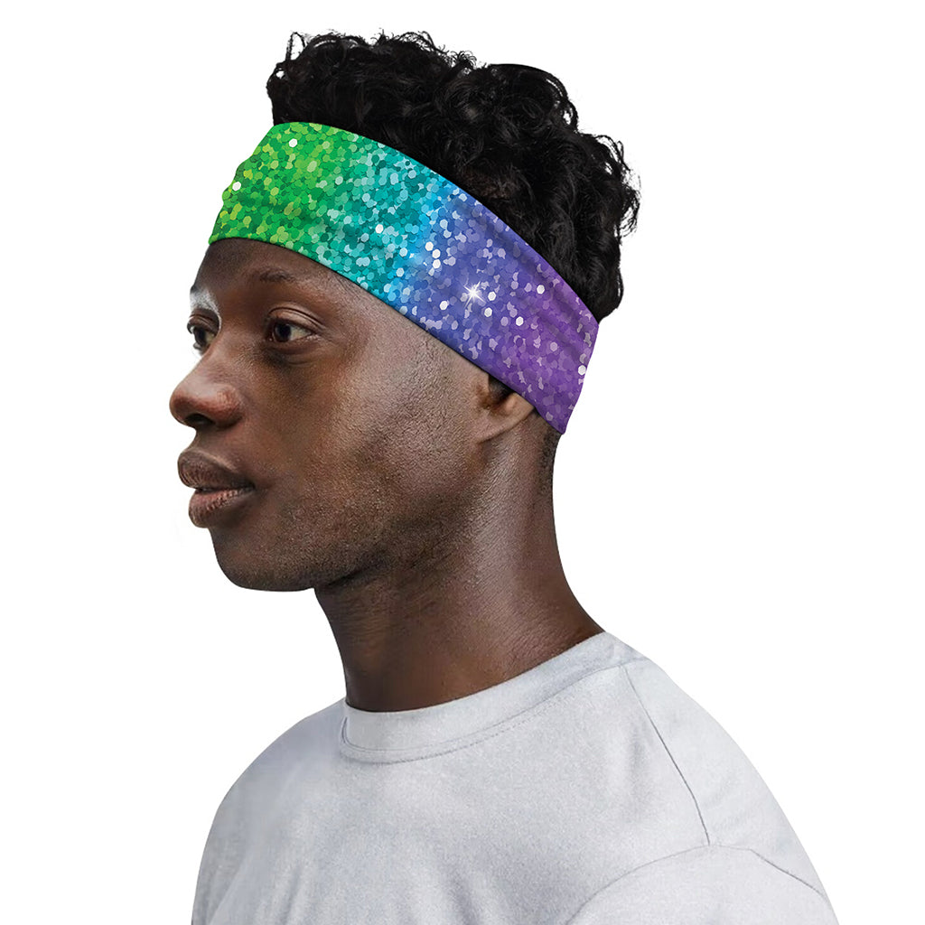 Rainbow (NOT Real) Glitter Print Sports Headband