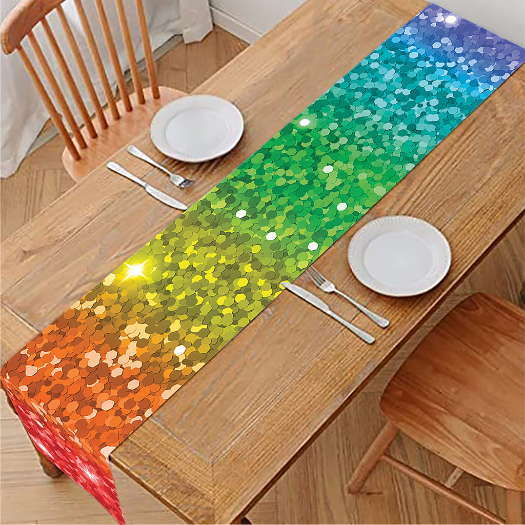 Rainbow (NOT Real) Glitter Print Table Runner