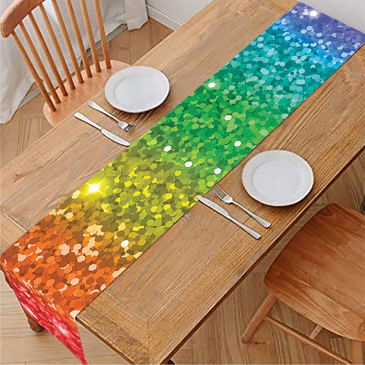 Rainbow (NOT Real) Glitter Print Table Runner