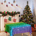 Rainbow (NOT Real) Glitter Print Tablecloth