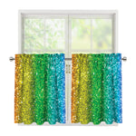 Rainbow (NOT Real) Glitter Print Tier Curtains