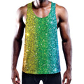 Rainbow (NOT Real) Glitter Print Men's Workout Tank Top