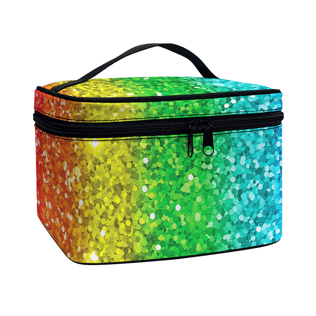 Rainbow (NOT Real) Glitter Print Travel Makeup Bag