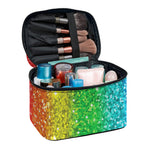 Rainbow (NOT Real) Glitter Print Travel Makeup Bag