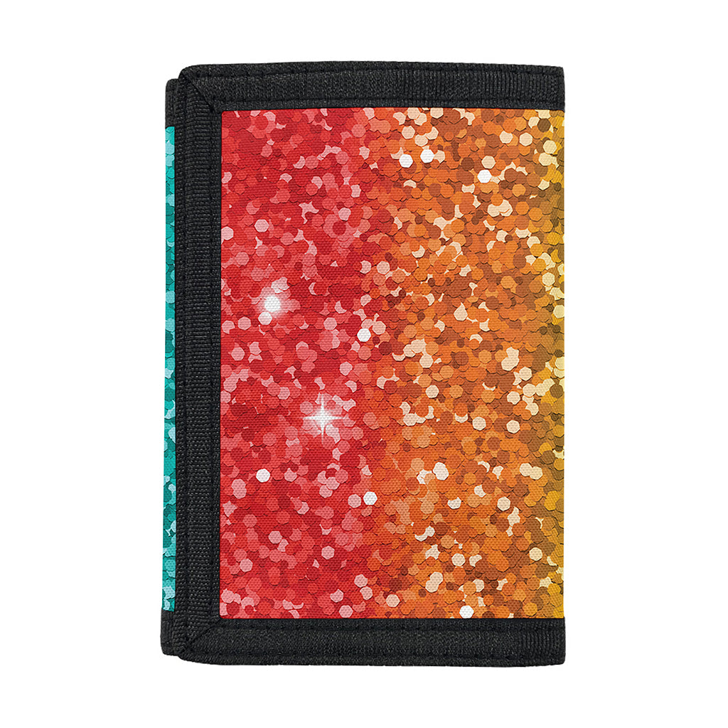 Rainbow (NOT Real) Glitter Print Trifold Wallet
