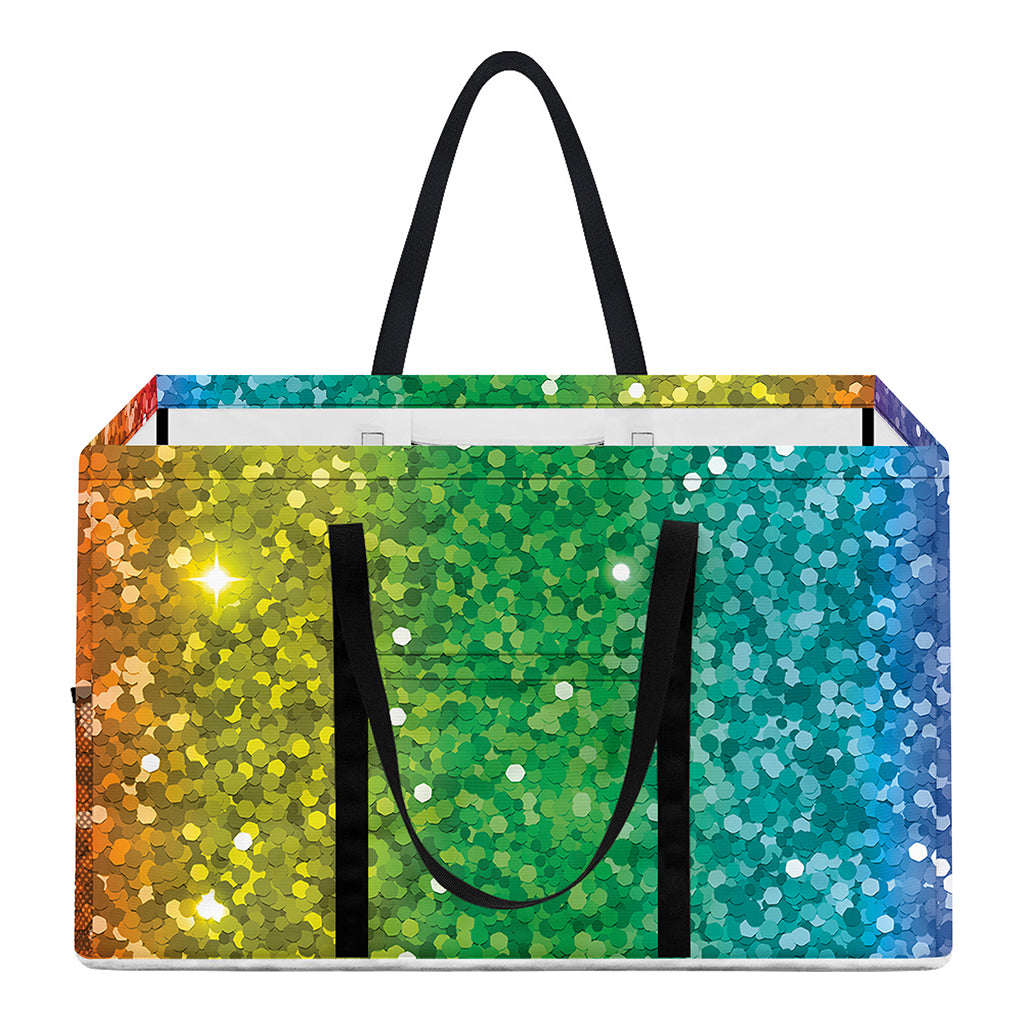 Rainbow (NOT Real) Glitter Print Utility Tote Bag