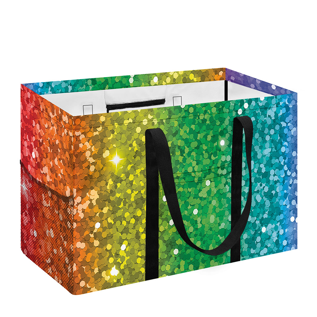 Rainbow (NOT Real) Glitter Print Utility Tote Bag