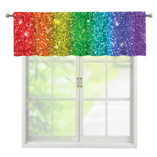Rainbow (NOT Real) Glitter Print Window Valance